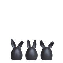 Laden Sie das Bild in den Galerie-Viewer, DBKD Keramik Hasen 3-teilig schwarz