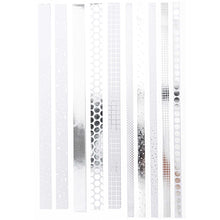 Laden Sie das Bild in den Galerie-Viewer, RICO DESIGN Paper Poetry Fröbelstreifen Graphic weiß-silber 40 Stück