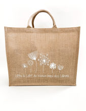 Laden Sie das Bild in den Galerie-Viewer, Jute Tasche XL Shopper "Pusteblumen"