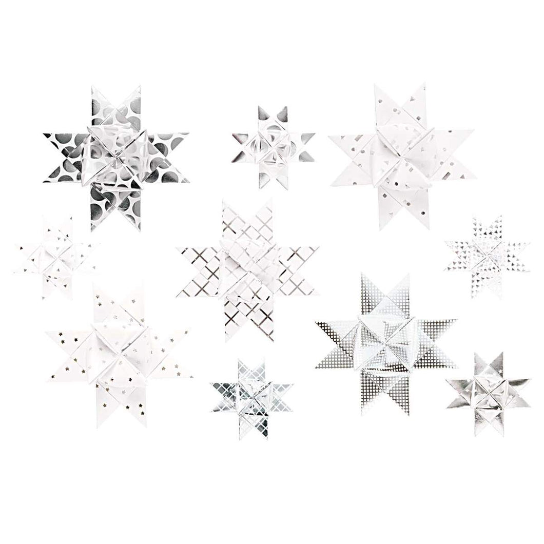 RICO DESIGN Paper Poetry Fröbelstreifen Graphic weiß-silber 40 Stück