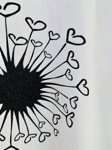 Shirt Pusteblume Glitzer weiss/schwarz