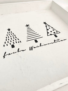 Holz Tablett quadratisch "Frohe Weihnachten"